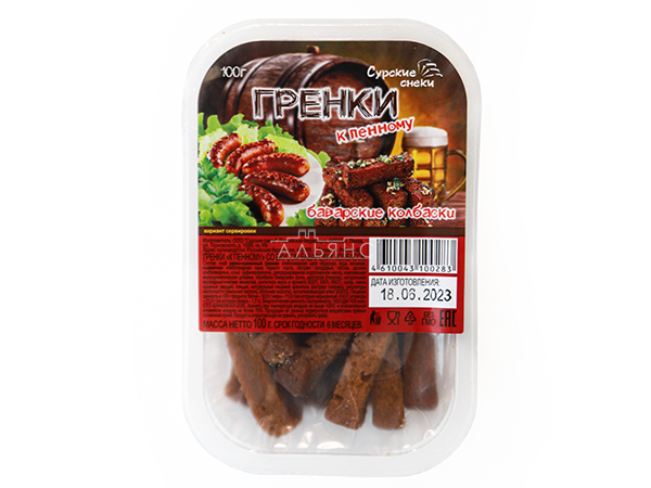 Сурские гренки Баварские колбаски (100 гр) в Туле